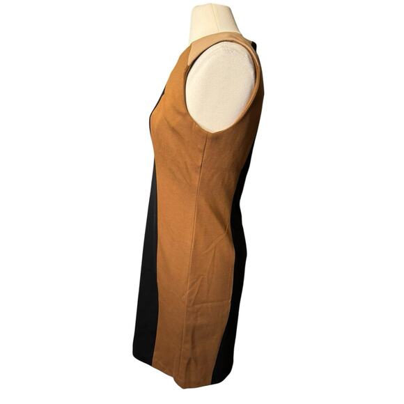 Premise NEW Colorblock Shift Dress Size 10 Camel Black Neutral Sleeveless - Picture 3 of 7
